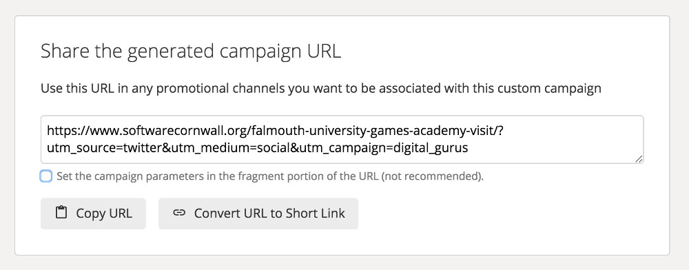 Generated URL by Campaign URL Builder